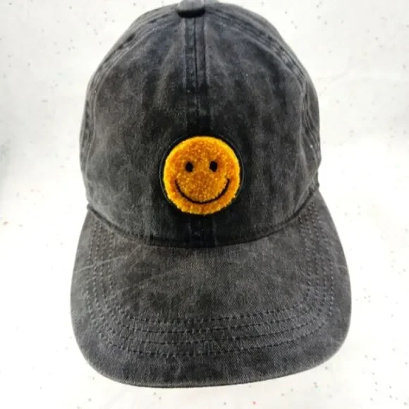 David & Young Grey Hat/ Cap with Fuzzy Yellow Smiley Logo Patch OS Adj. Strap... - Picture 1 of 8